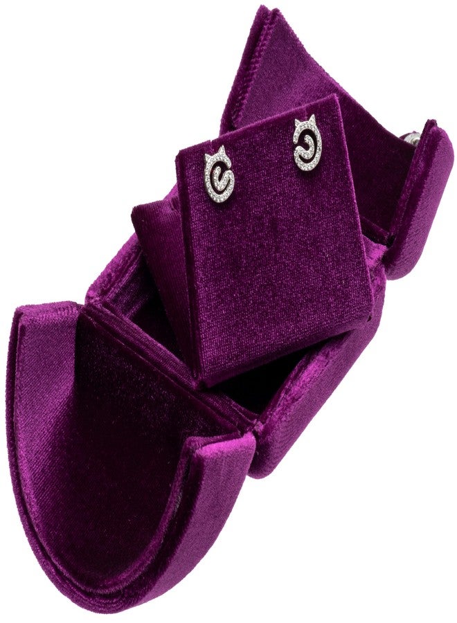 Giftop Velvet Stud Earring Gift Box Jewelry Storage Case Holder for Women Men (Purple) - Image 2